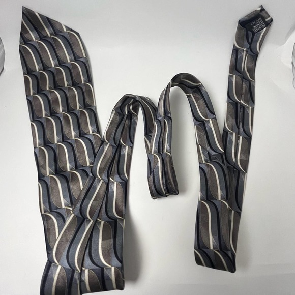 VTG Gallant Silk Tie Neutral Retro MCM  Black Brown Tan Cream Silver Gray - Picture 4 of 13